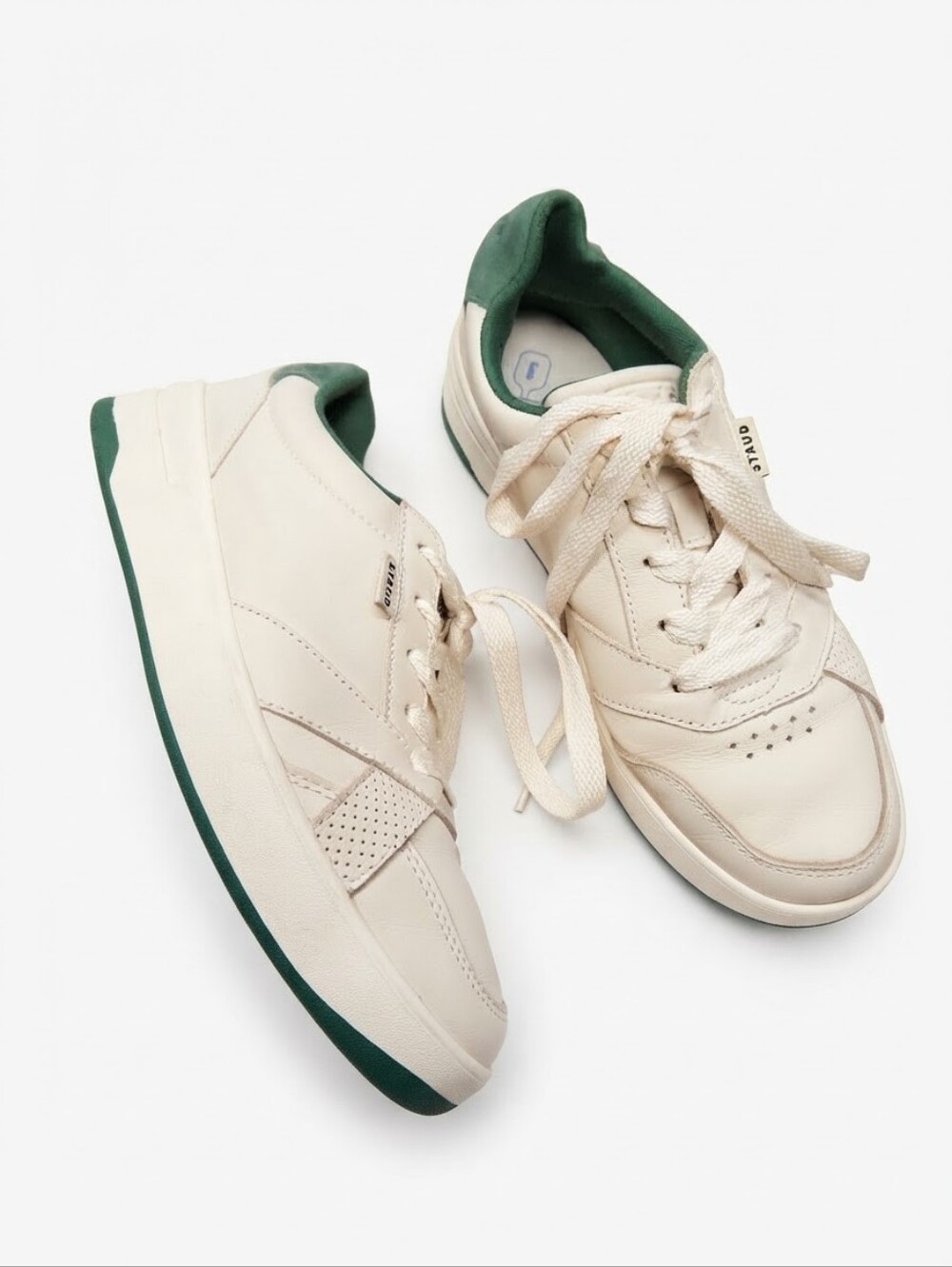 Keds x STAUD The Court Leather Sneakers White & Green Size 7.5 / EU 38